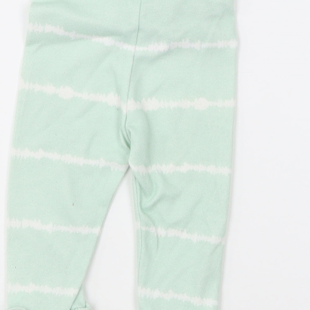Matalan Girls Green Striped Polyester Jogger Leggings Size 3-6 Months Pullover