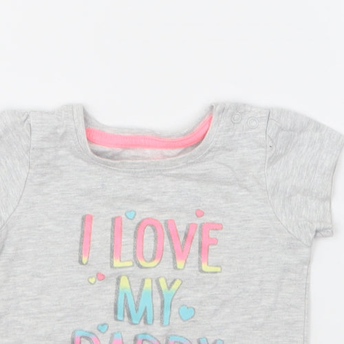 Primark Girls Grey Cotton Basic T-Shirt Size 3-6 Months Round Neck Pullover - I Love My Daddy