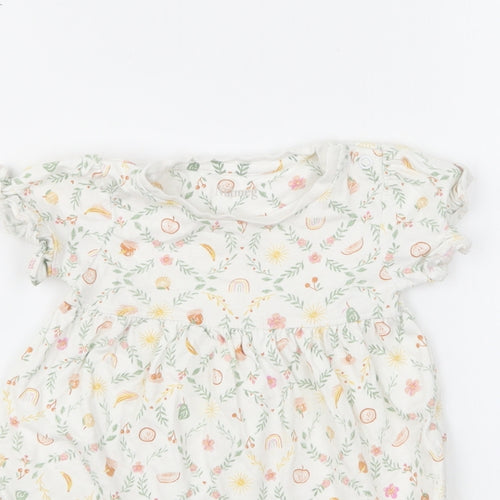 Nutmeg Girls Multicoloured Floral Cotton Skater Dress Size 6-9 Months Round Neck Snap