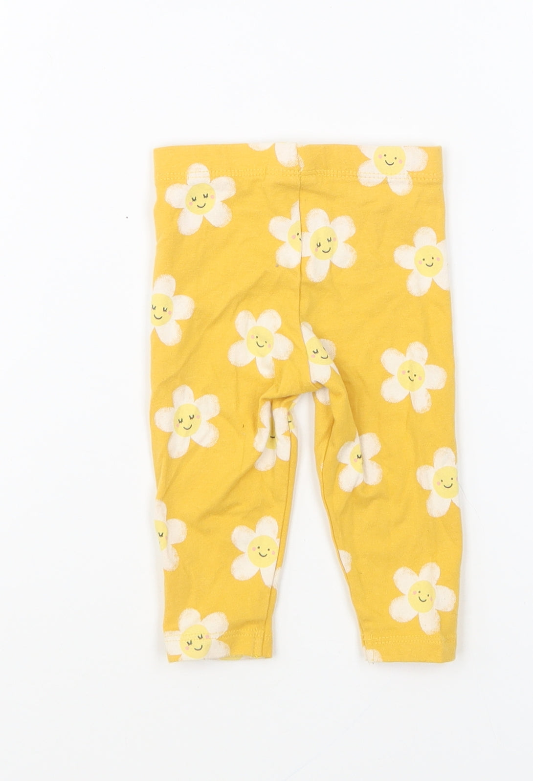 F&F Girls Yellow Geometric Cotton Jogger Leggings Size 3-6 Months Pullover - Flowers