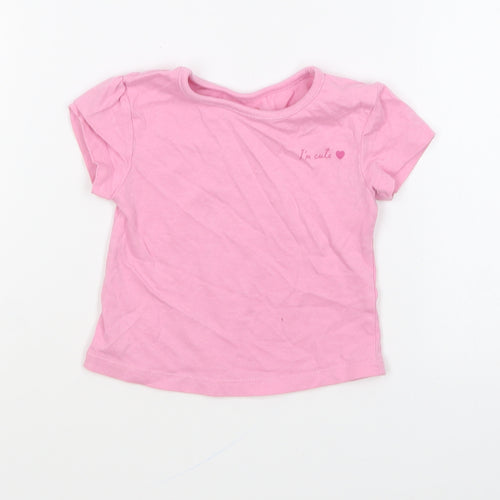 Studio Girls Pink Cotton Basic T-Shirt Size 6-9 Months Round Neck Pullover - I'm Cute
