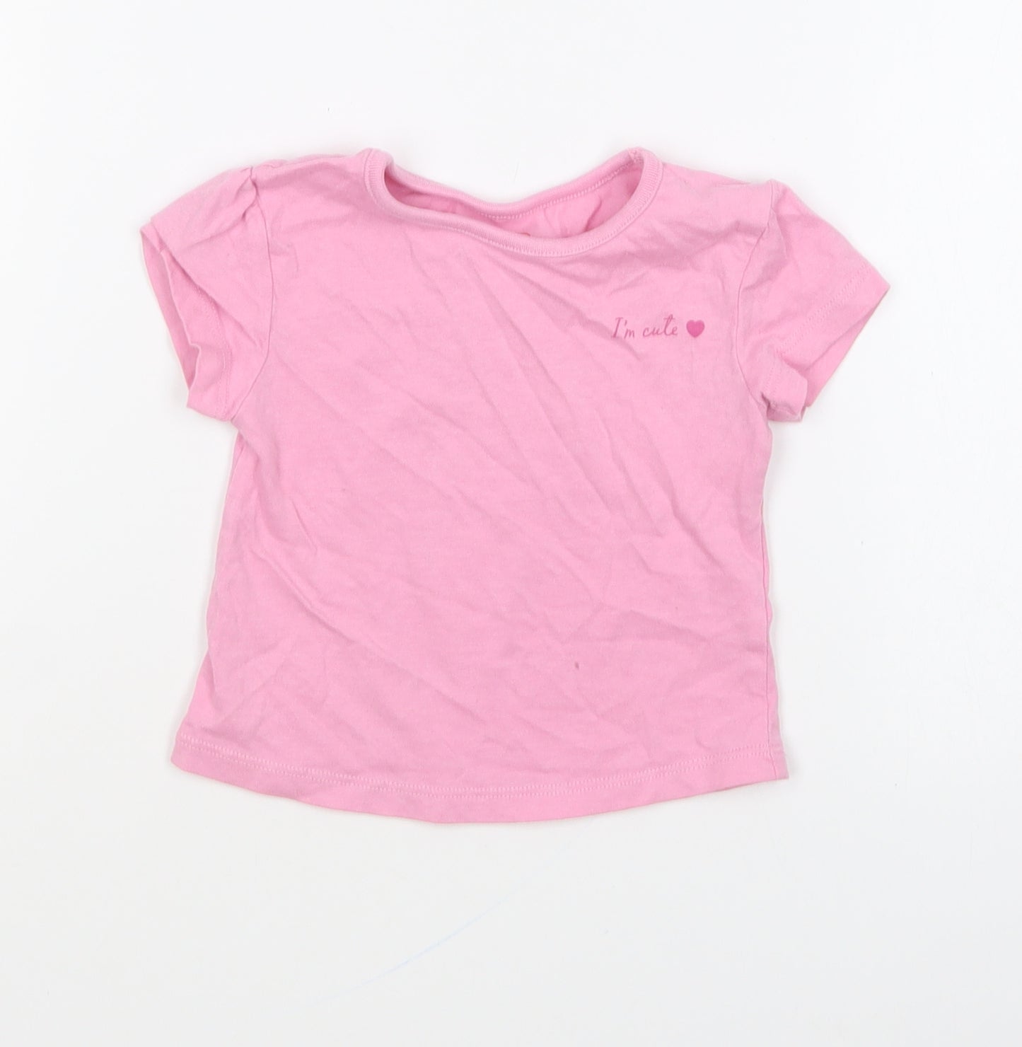 Studio Girls Pink Cotton Basic T-Shirt Size 6-9 Months Round Neck Pullover - I'm Cute