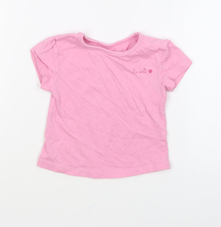 Studio Girls Pink Cotton Basic T-Shirt Size 6-9 Months Round Neck Pullover - I'm Cute