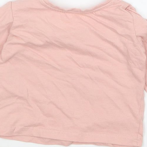 Primark Girls Pink Cotton Basic T-Shirt Size 3-6 Months Round Neck Pullover - I Love You To The Moon And Back