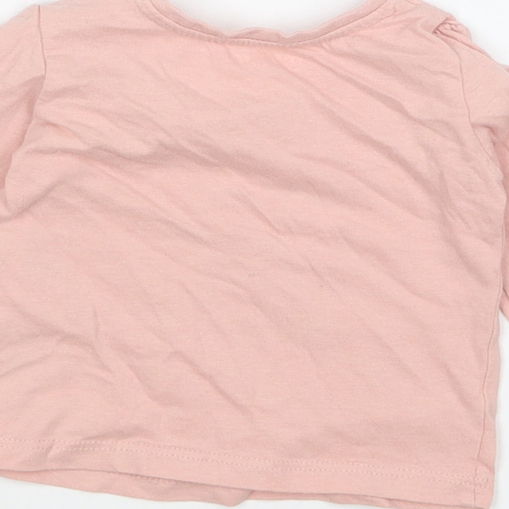 Primark Girls Pink Cotton Basic T-Shirt Size 3-6 Months Round Neck Pullover - I Love You To The Moon And Back