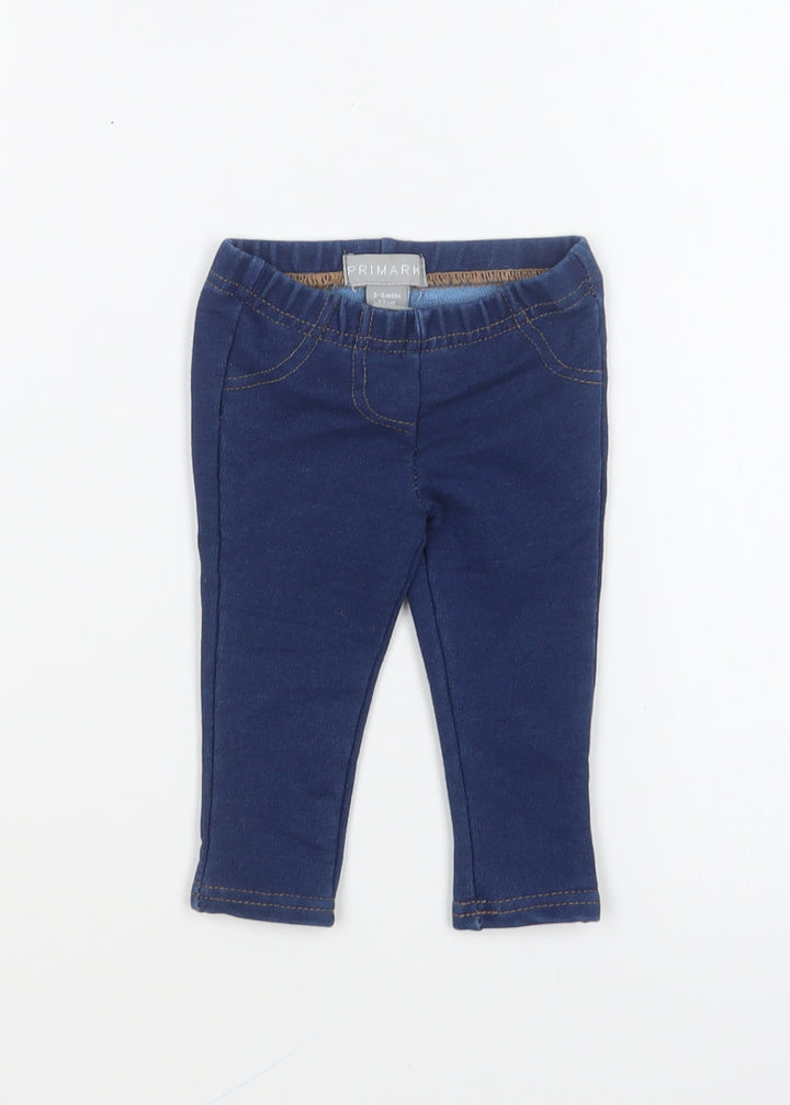 Primark Girls Blue Cotton Jogger Leggings Size 3-6 Months Pullover