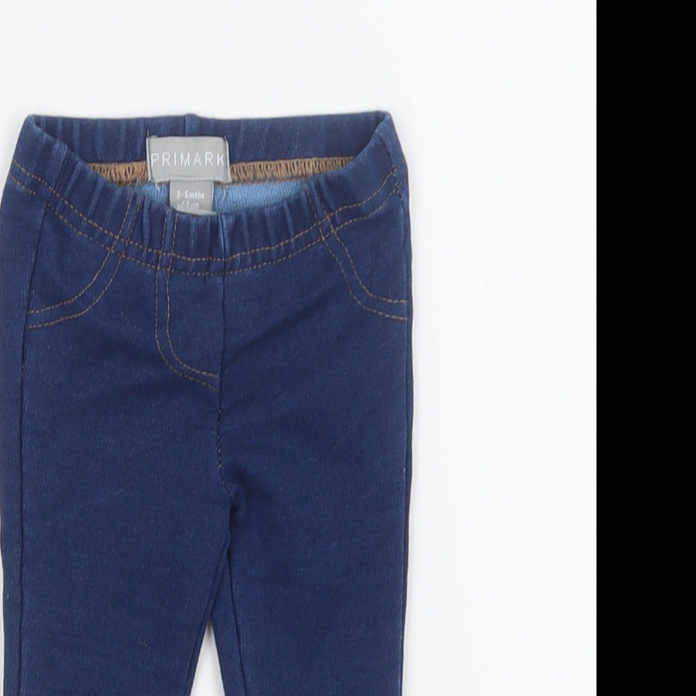 Primark Girls Blue Cotton Jogger Leggings Size 3-6 Months Pullover