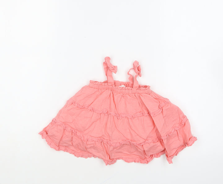 Gap Girls Pink Cotton Shift Size 3-6 Months Square Neck Pullover