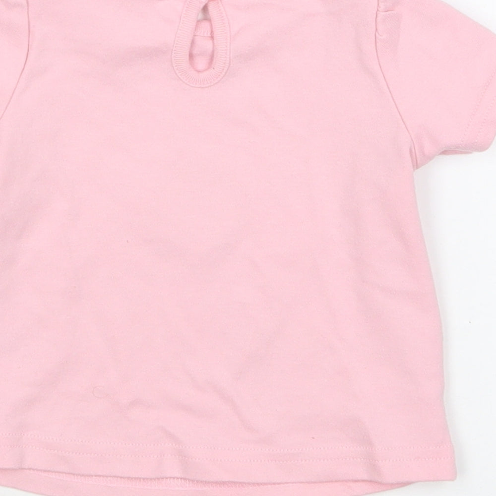 Studio Girls Pink Cotton Basic T-Shirt Size 6-9 Months Round Neck Button - Happy Summer Days