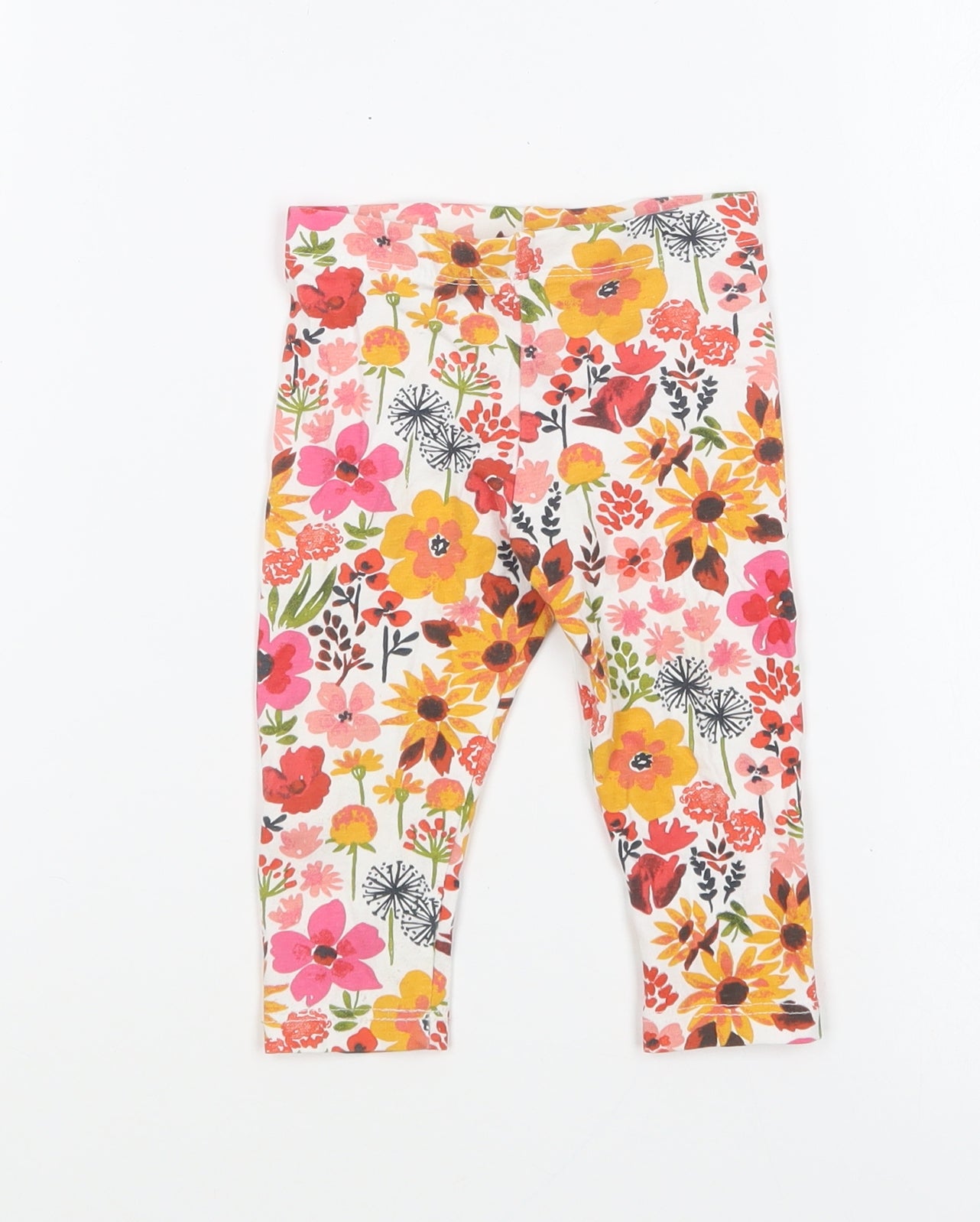 F&F Girls Multicoloured Floral Cotton Jogger Leggings Size 6-9 Months Pullover