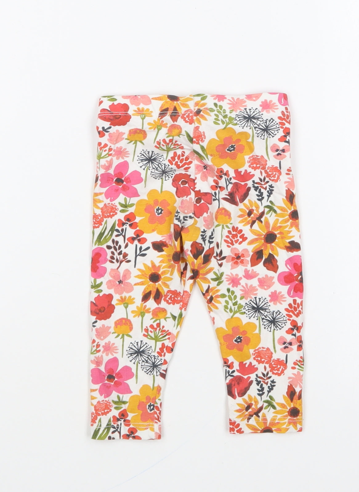 F&F Girls Multicoloured Floral Cotton Jogger Leggings Size 6-9 Months Pullover