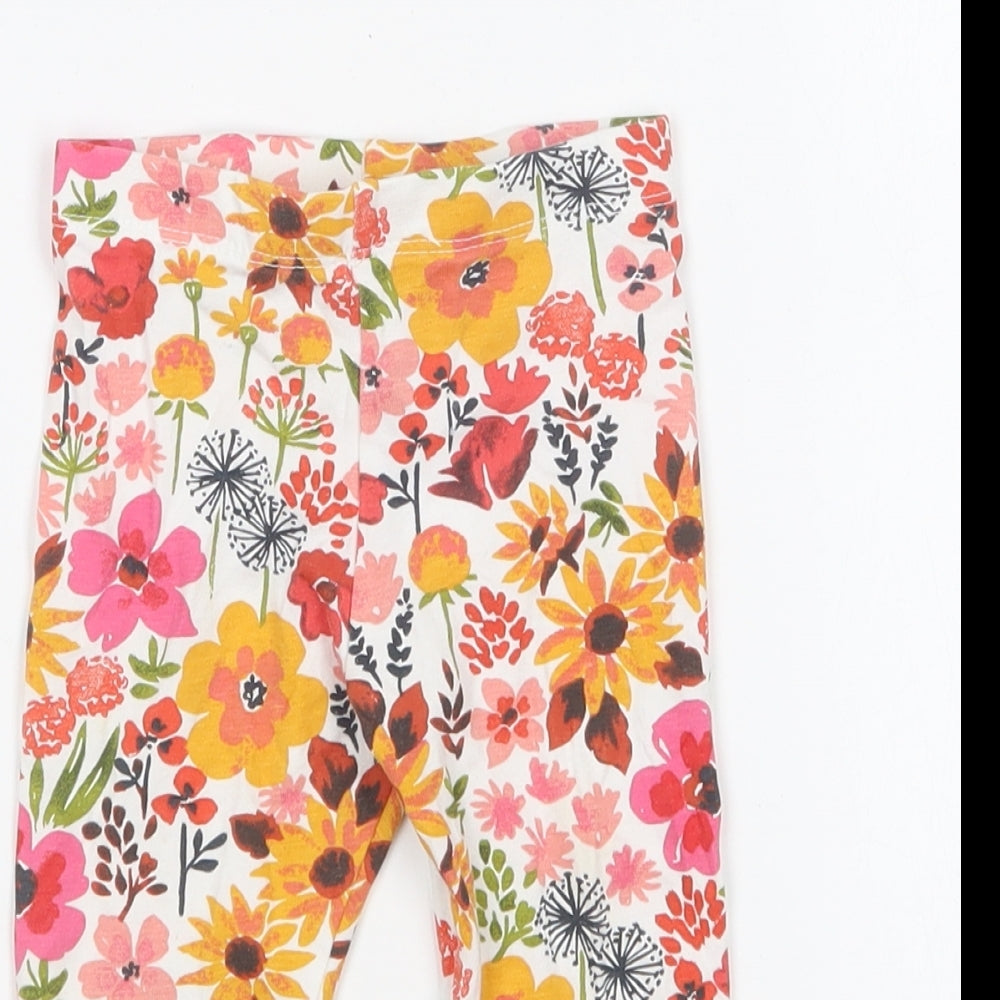 F&F Girls Multicoloured Floral Cotton Jogger Leggings Size 6-9 Months Pullover