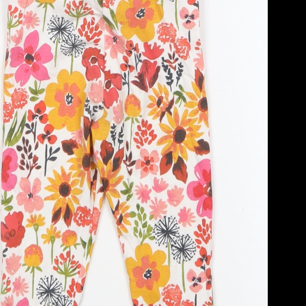 F&F Girls Multicoloured Floral Cotton Jogger Leggings Size 6-9 Months Pullover