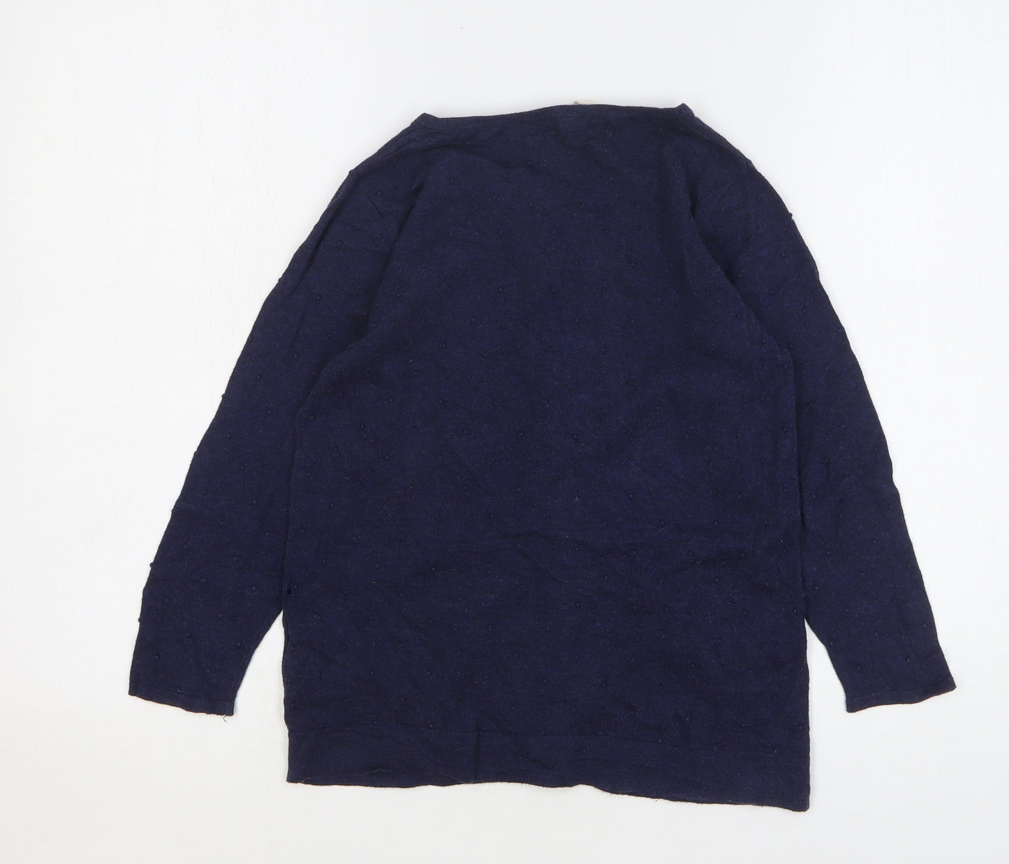 White Stuff Womens Blue Round Neck Cotton Cardigan Jumper Size 8