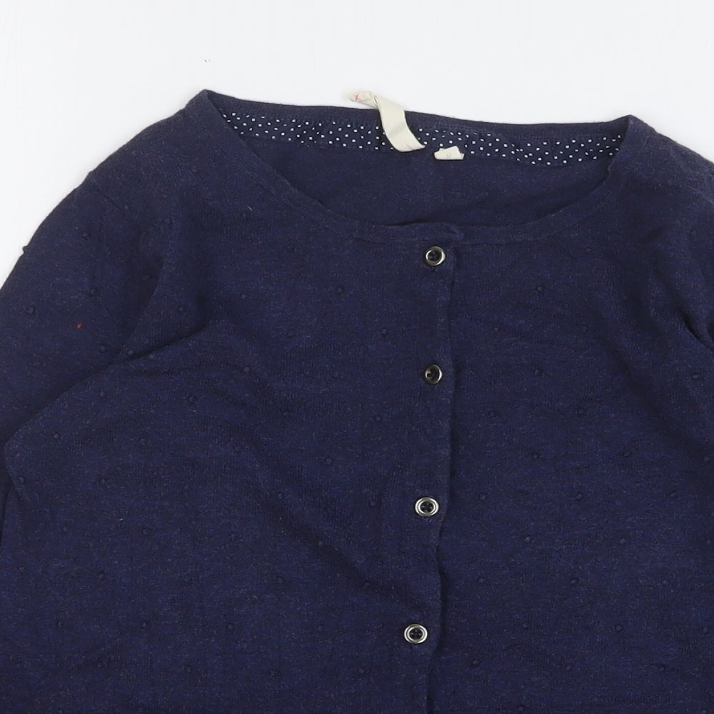 White Stuff Womens Blue Round Neck Cotton Cardigan Jumper Size 8