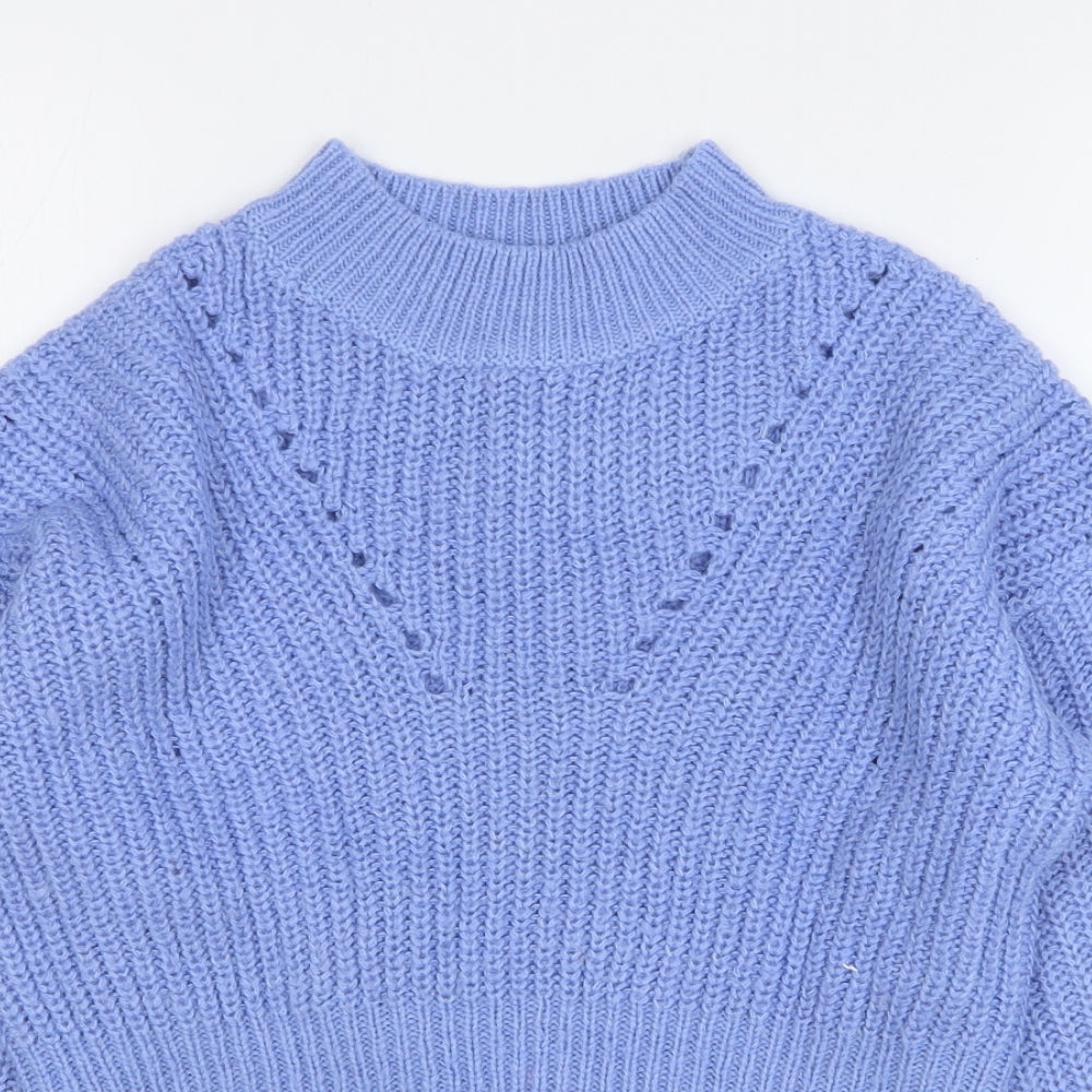 New Look Girls Blue High Neck Acrylic Pullover Jumper Size 10-11 Years Pullover