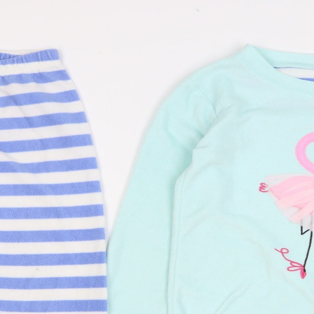 Dunnes Stores Girls Multicoloured Striped Polyester Top Pyjama Set Size 7-8 Years Pullover - Flamingo