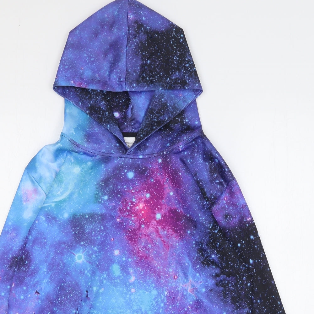 FunnycoKids Boys Multicoloured Geometric Polyester Pullover Hoodie Size XL Pullover - Space