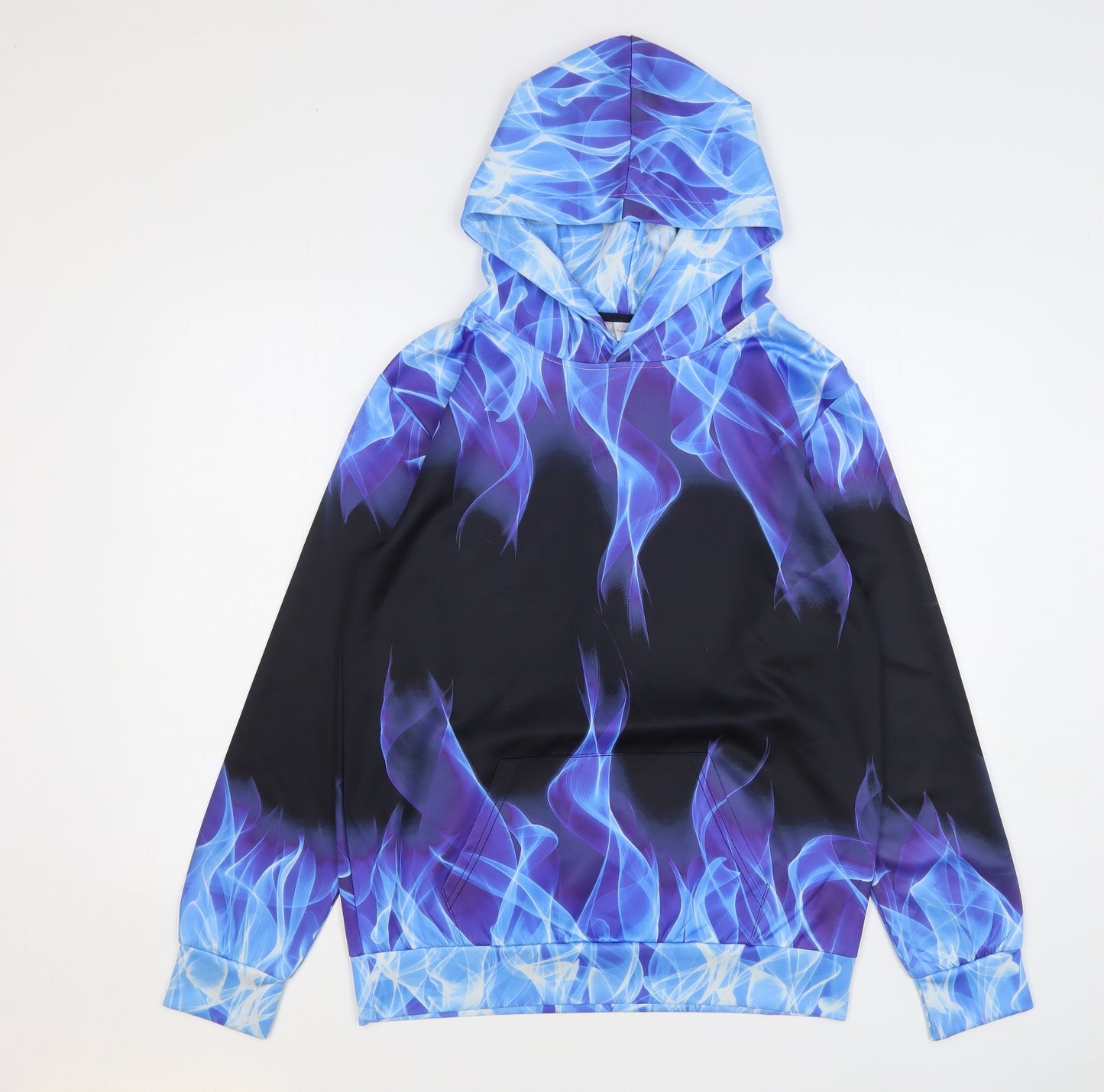 FunnycoKids Boys Blue Geometric Polyester Pullover Hoodie Size XL Pullover - Fire Print