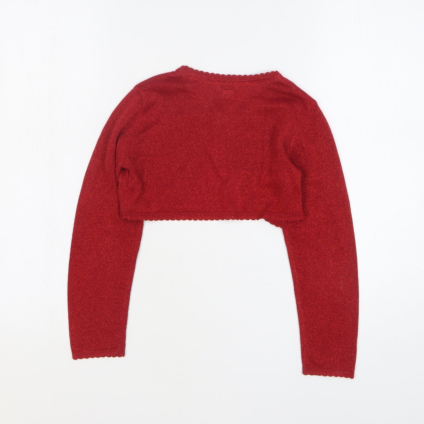 Monsoon Girls Red Round Neck Cotton Cardigan Jumper Size 7-8 Years Button