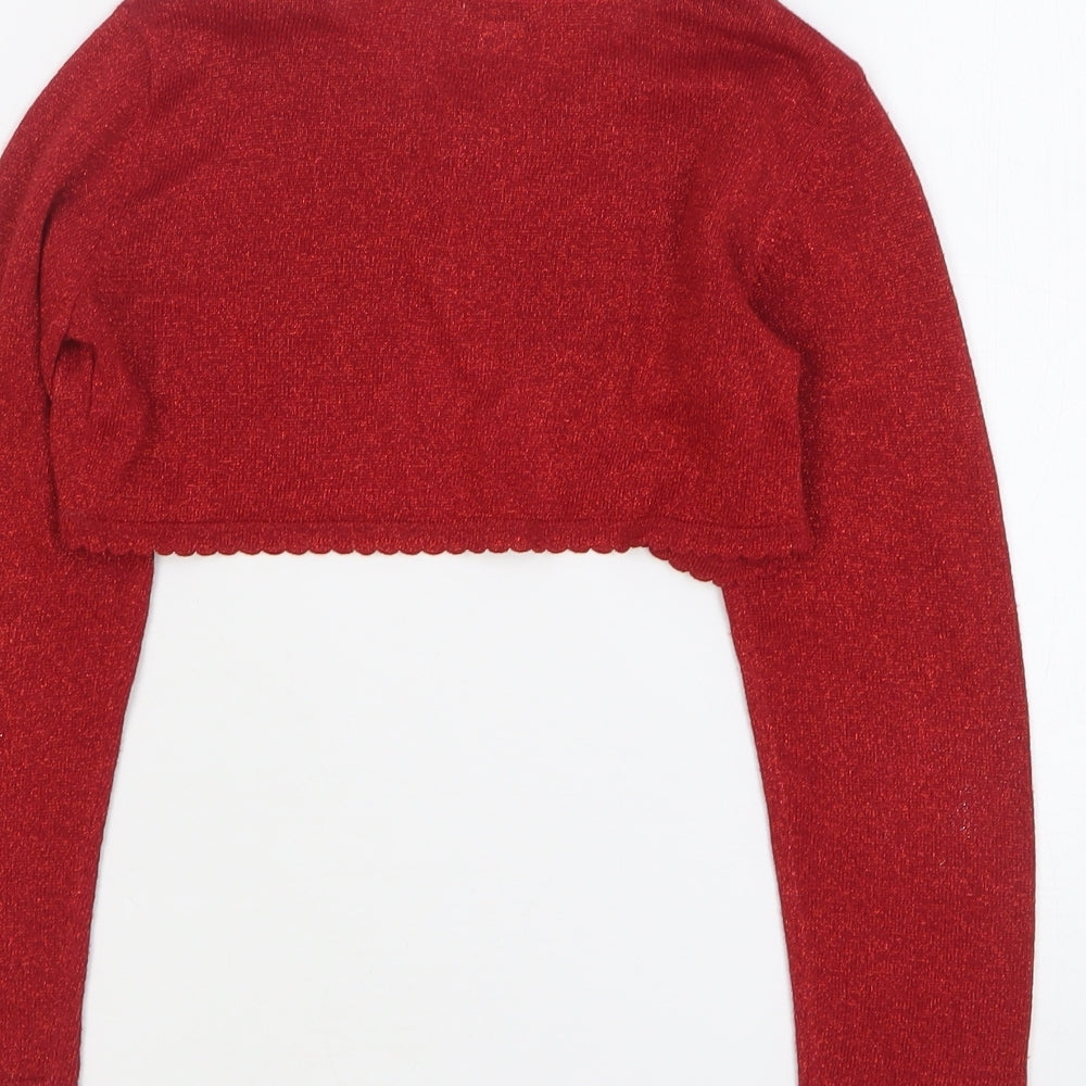 Monsoon Girls Red Round Neck Cotton Cardigan Jumper Size 7-8 Years Button