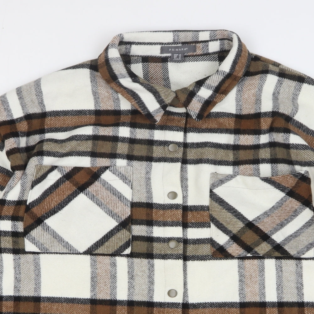 Primark Womens Multicoloured Plaid Polyester Basic Button-Up Size 18 Collared