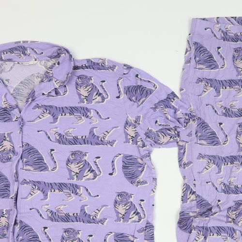 TU Womens Purple Geometric Viscose Top Pyjama Set Size 18 Button - Tiger