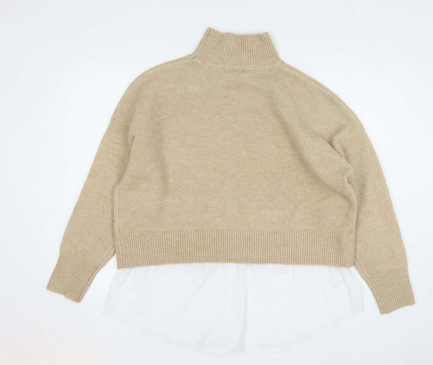 Primark Womens Beige High Neck Polyester Pullover Jumper Size 14