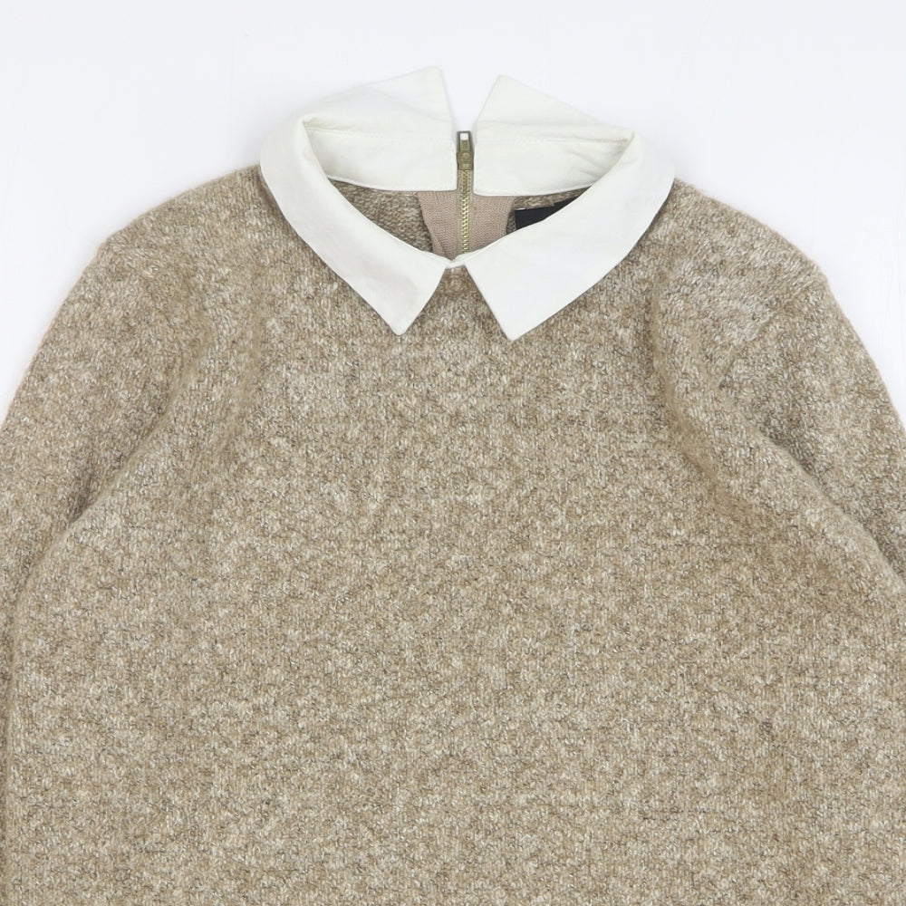 Atmosphere Womens Beige Collared Acrylic Pullover Jumper Size 10