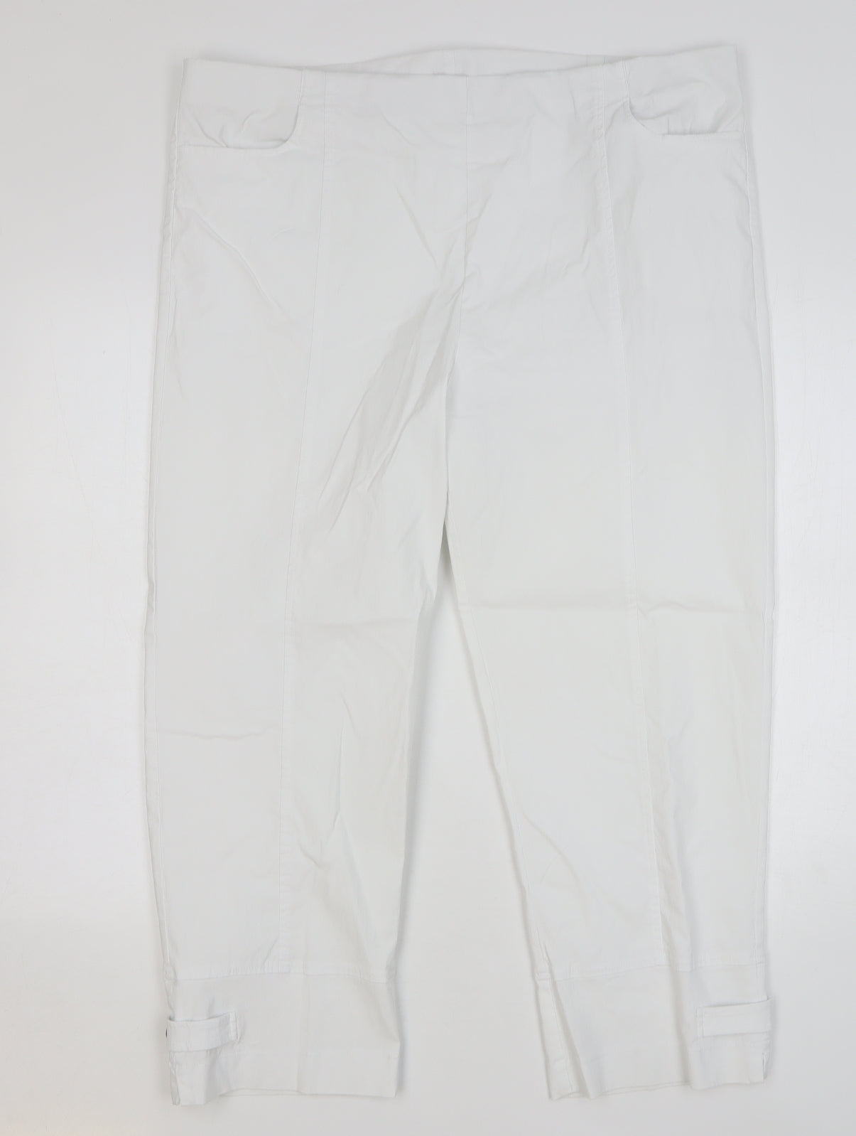 Box2 Womens White Viscose Cropped Trousers Size 24 L25 in Regular