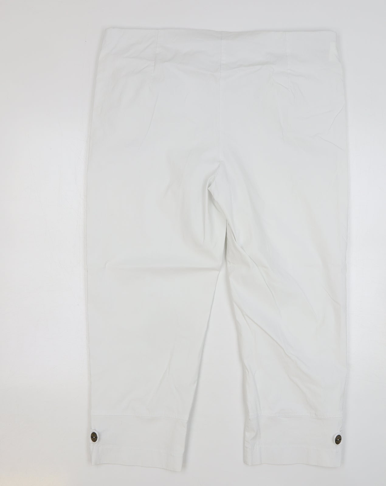 Box2 Womens White Viscose Cropped Trousers Size 24 L25 in Regular
