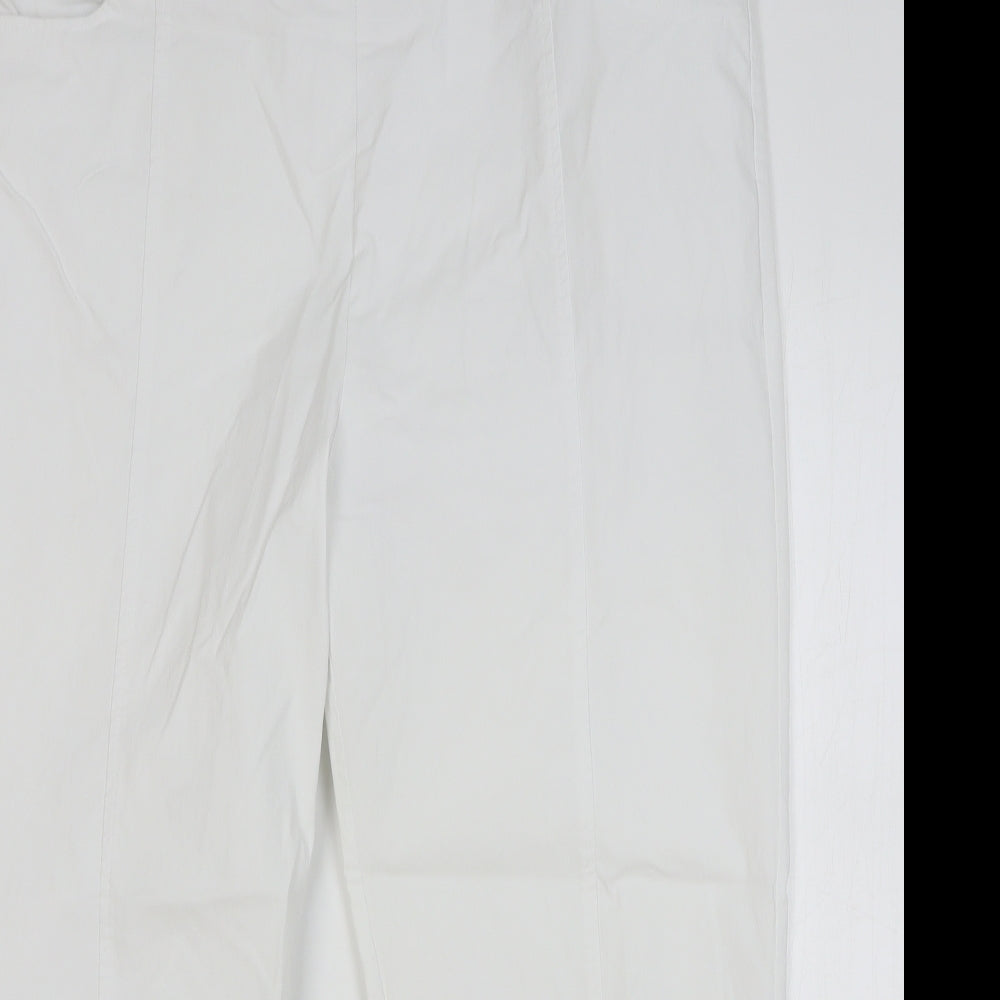 Box2 Womens White Viscose Cropped Trousers Size 24 L25 in Regular