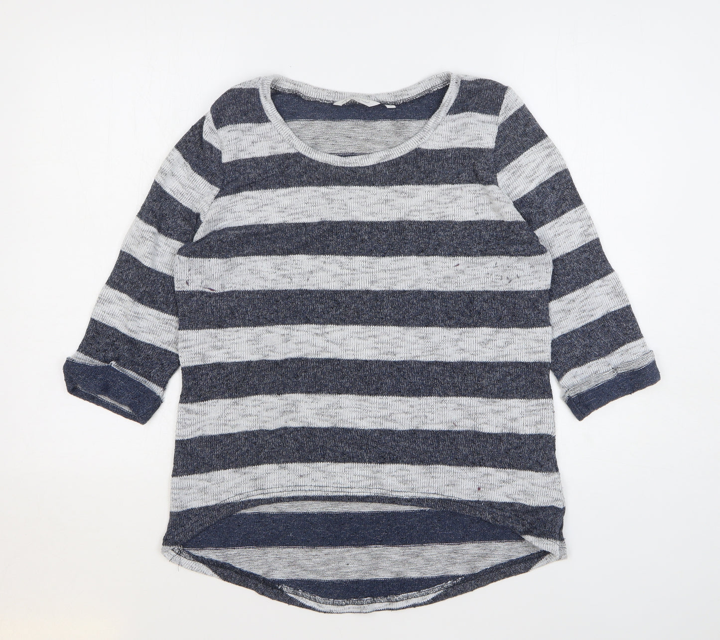 New Look Womens Grey Round Neck Striped Polyester Pullover Jumper Size 16
