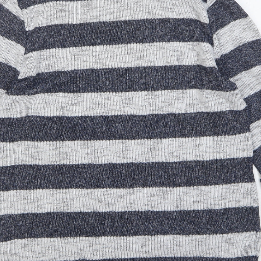New Look Womens Grey Round Neck Striped Polyester Pullover Jumper Size 16