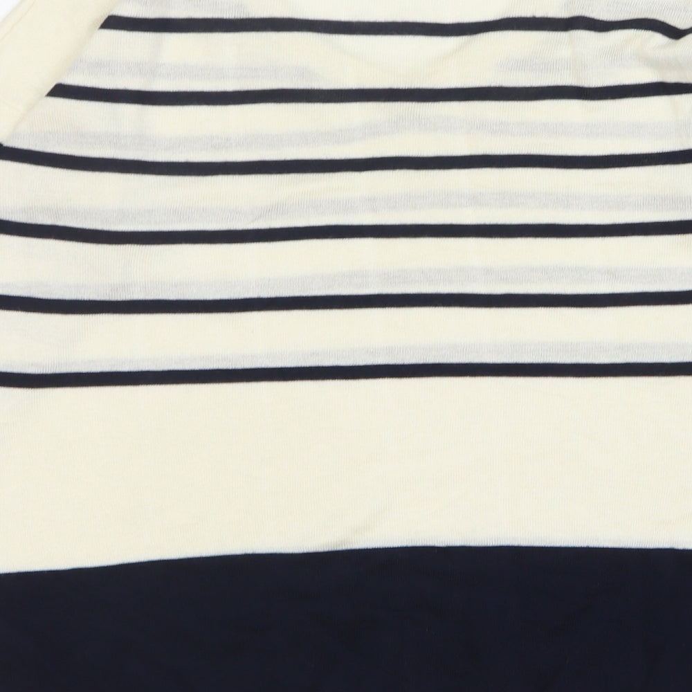 Warehouse Womens Beige V-Neck Striped Viscose Pullover Jumper Size 10