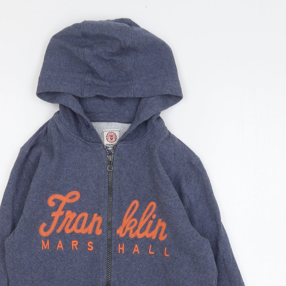 Franklin & Marshall Boys Blue Cotton Full Zip Hoodie Size 12-13 Years Zip