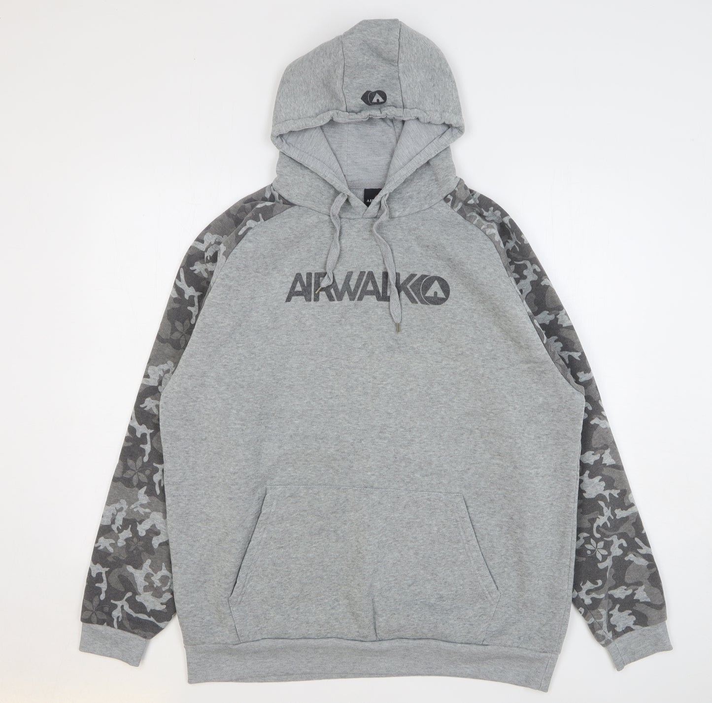 AIRWALK Mens Grey Camouflage Polyester Pullover Hoodie Size 2XL