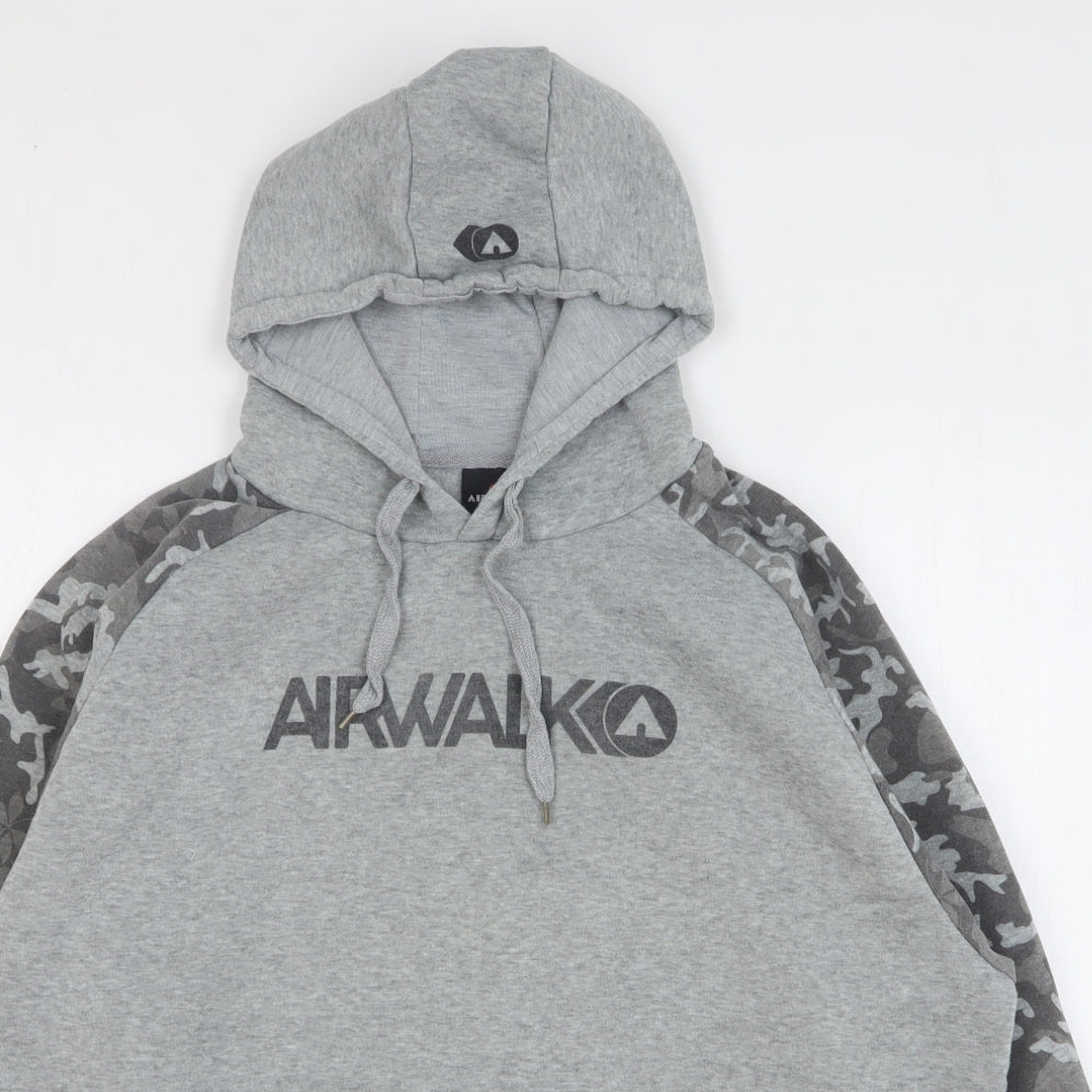 AIRWALK Mens Grey Camouflage Polyester Pullover Hoodie Size 2XL