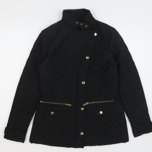 Dunnes Stores Womens Black Quilted Jacket Size 10 Zip
