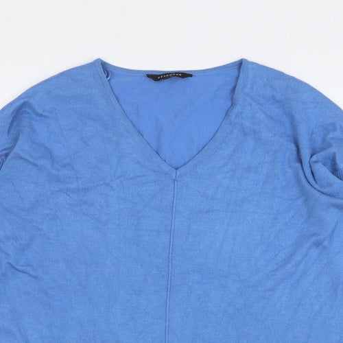 Peacocks Womens Blue V-Neck Viscose Pullover Jumper Size M