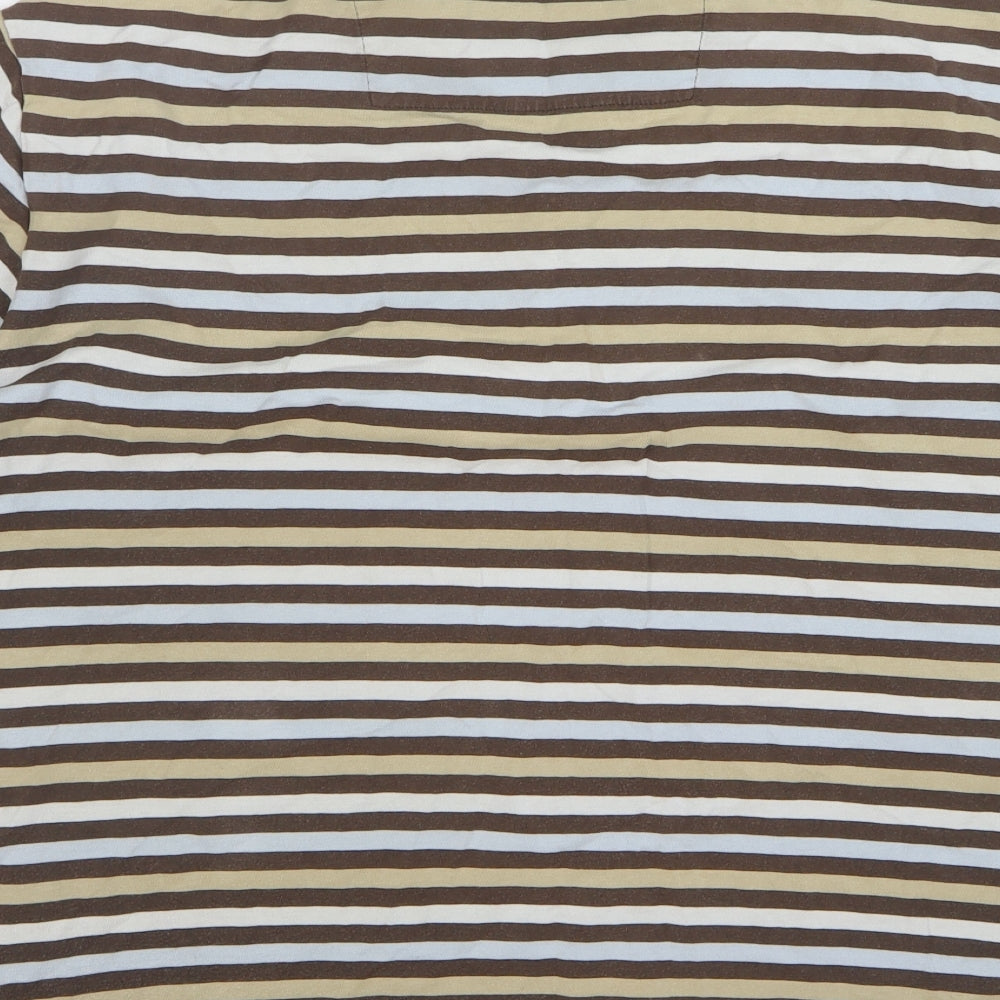 F&F Mens Multicoloured Striped Cotton Polo Size XL Collared Button