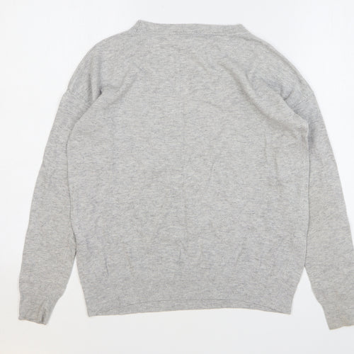 NEXT Womens Grey Round Neck Nylon Pullover Jumper Size 10 - Birds