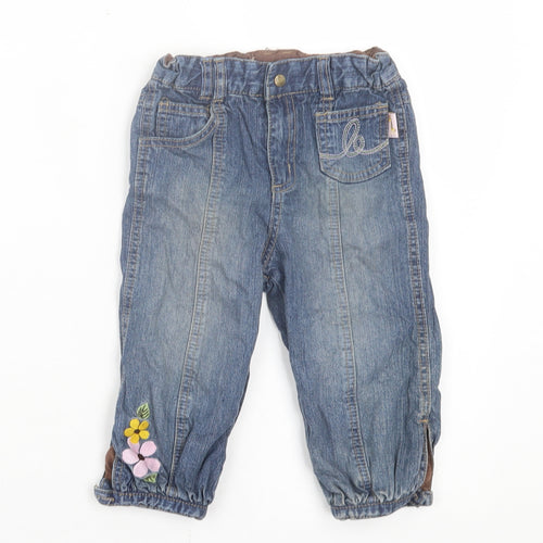 H&M Girls Blue Cotton Capri Jeans Size 12-18 Months Button