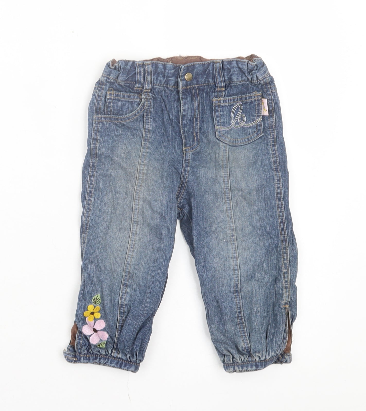 H&M Girls Blue Cotton Capri Jeans Size 12-18 Months Button