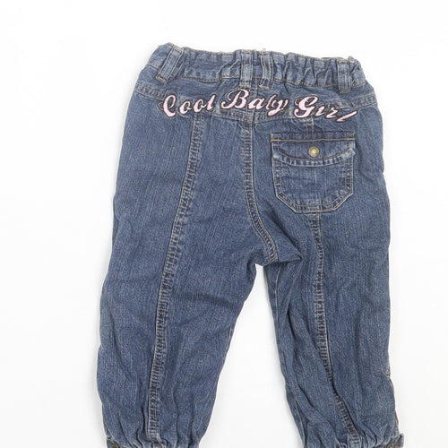 H&M Girls Blue Cotton Capri Jeans Size 12-18 Months Button