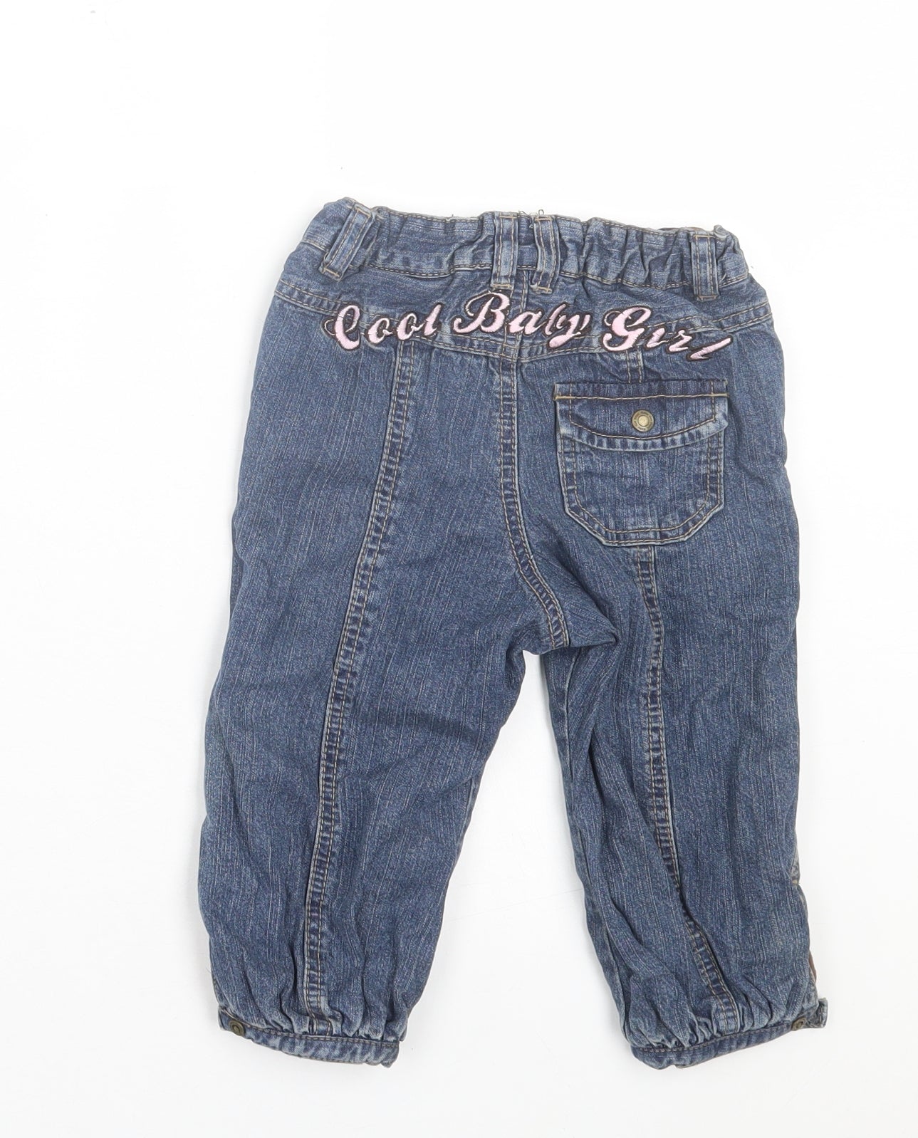 H&M Girls Blue Cotton Capri Jeans Size 12-18 Months Button