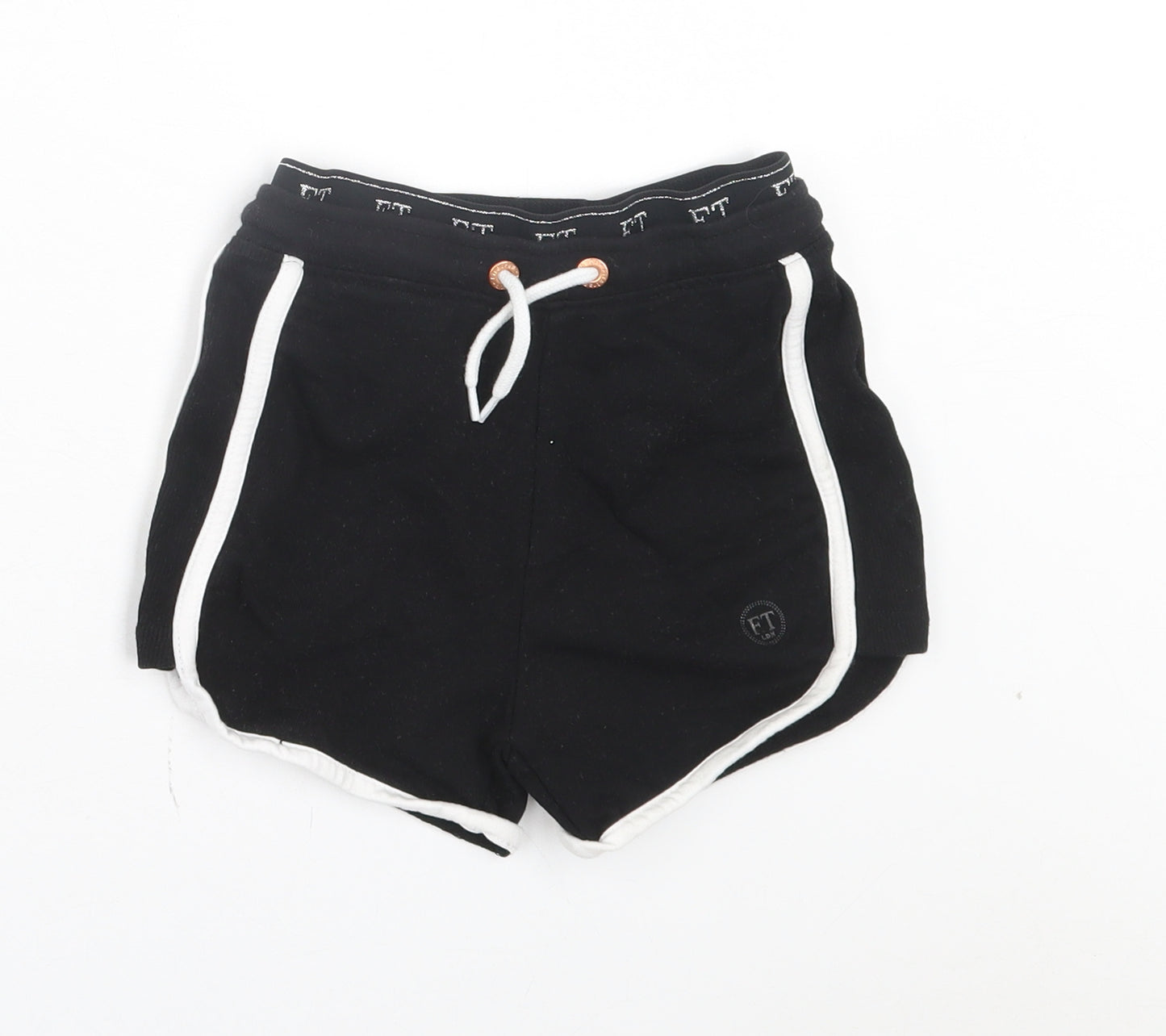 Firetrap Girls Black Cotton Sweat Shorts Size 7-8 Years Regular Drawstring