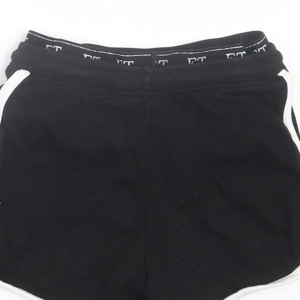 Firetrap Girls Black Cotton Sweat Shorts Size 7-8 Years Regular Drawstring