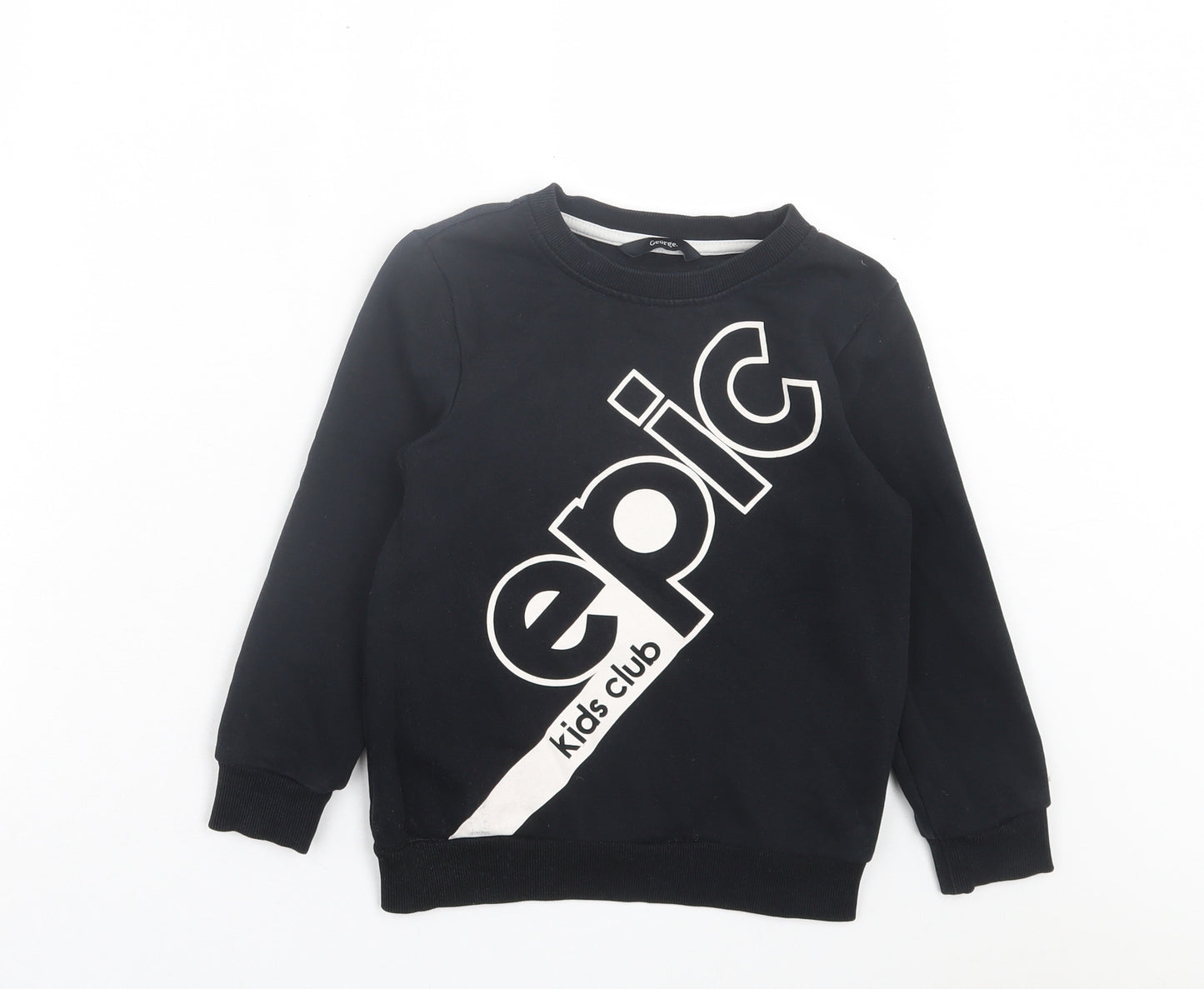 George Boys Black Cotton Pullover Sweatshirt Size 5-6 Years Pullover - Epic Kids Club