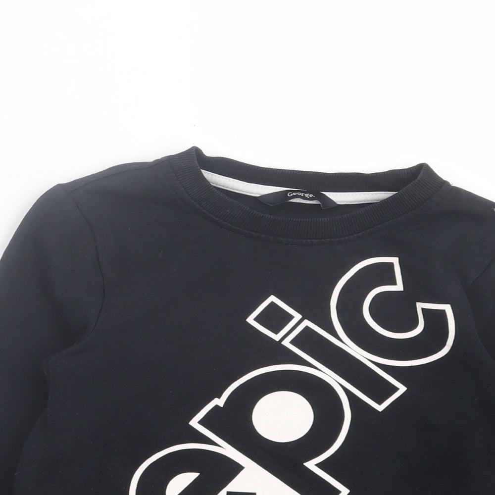 George Boys Black Cotton Pullover Sweatshirt Size 5-6 Years Pullover - Epic Kids Club